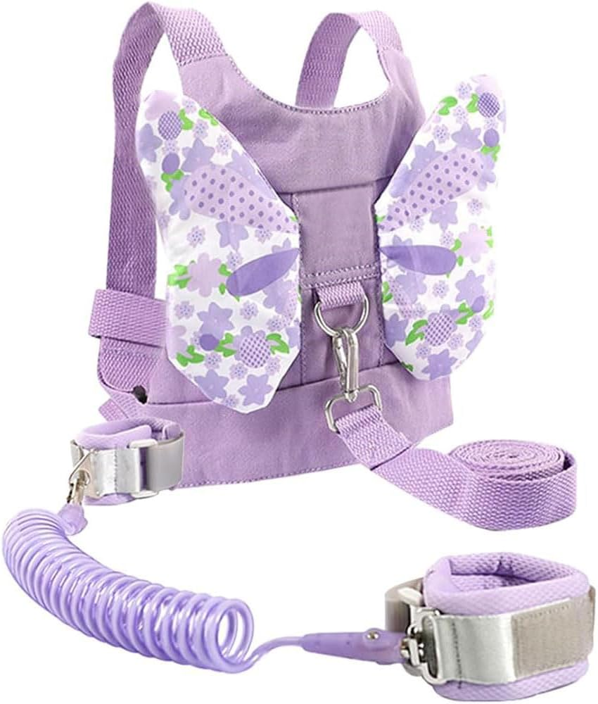 Anti-Lost Toddler Leash with Butterfly Wings Backpack &ndash; Child Safety Harness with Wrist Link for Kids, Baby Walking Wrist Strap with Key Lock &ndash; Travel, Shopping, Outdoor Safety for Girls image number 1