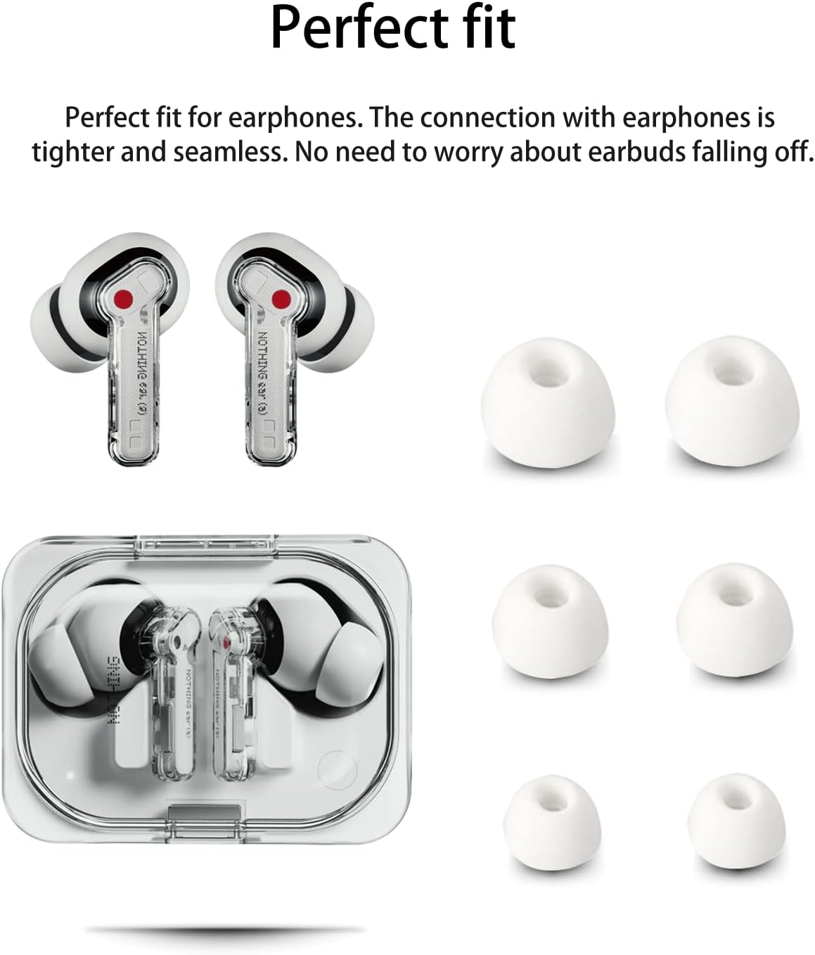 Replacement Earbuds for Nothing Ear (A) Wireless Earbuds,Noukaju Silicone Earbuds,S/M/L 3 Size,Earbuds Tips for Nothing Ear (A),3 Pairs(White)