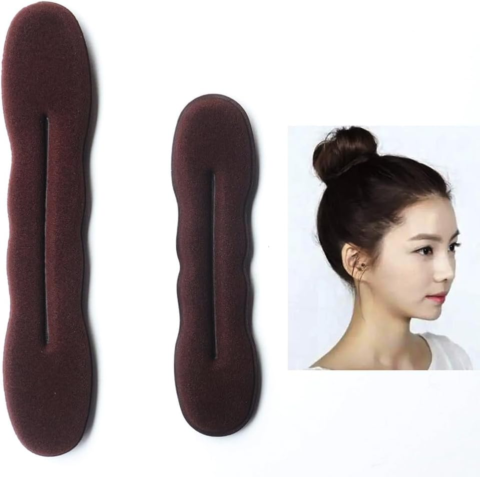 4 Pieces Brown Hair Bun Maker Hair Bun Hair Turner Sponge Twist Hair Styling Accessories Updo Accessories Updo Tools Twist for Women and Girls (2 Large + 2 Small) image number 3