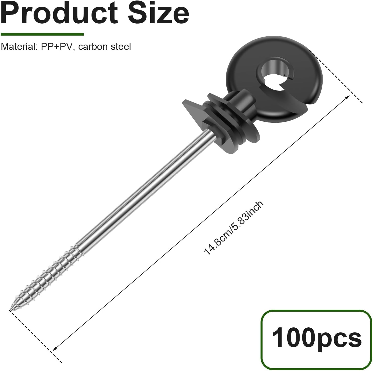 100Pcs Self Tapping Electric Fence Insulators, Versatile Temperature Resistant Screw in Insulators for Meadow Farm Electric Fence image number 2