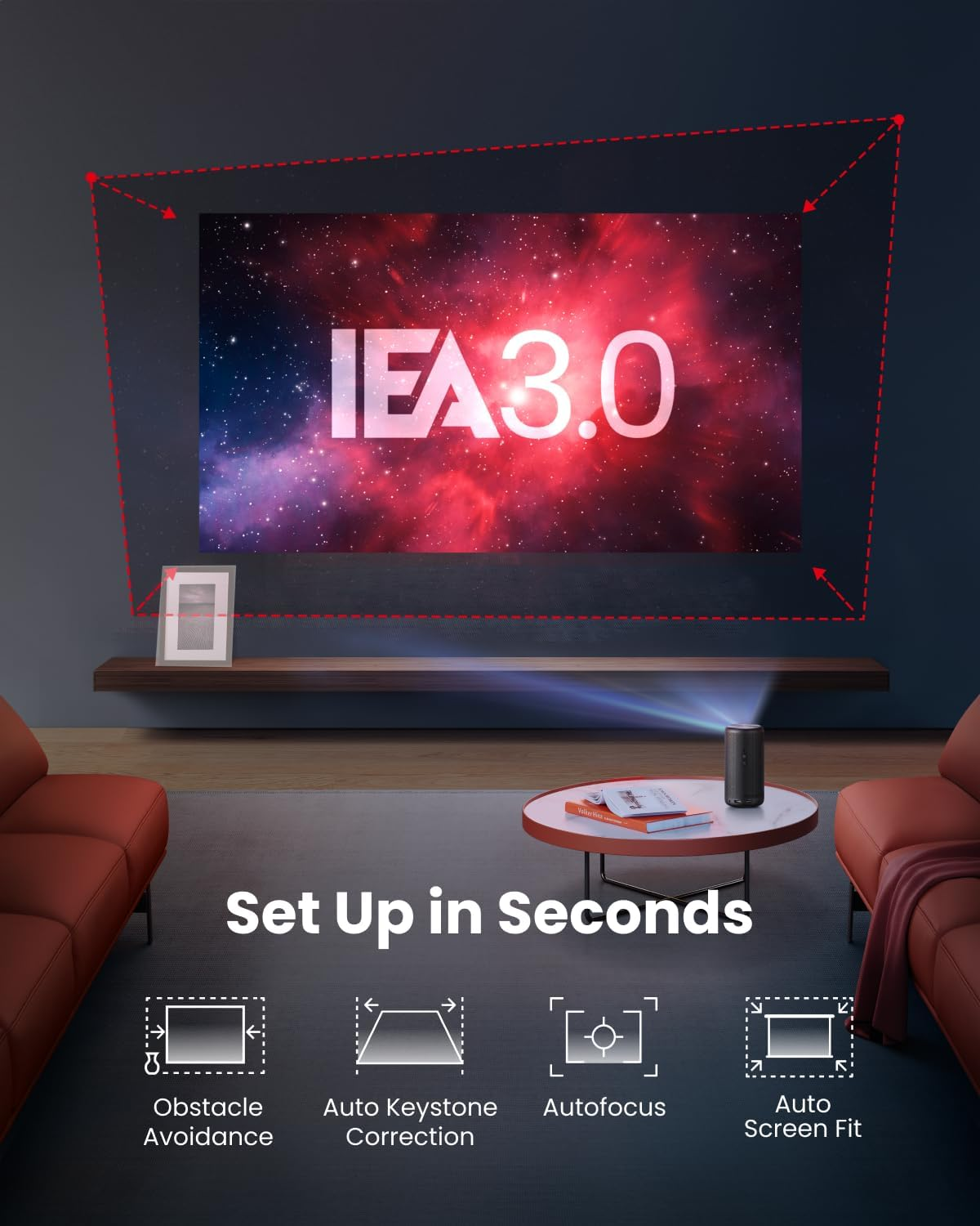 NEBULA Capsule 3 GTV Projector, Netflix Officially Licensed, 1080P Smart Mini Projector with Wi-Fi, 2.5 Hours of Playtime, 120-Inch Display, Dolby Digital, Ultra Portable for Any Space image number 4