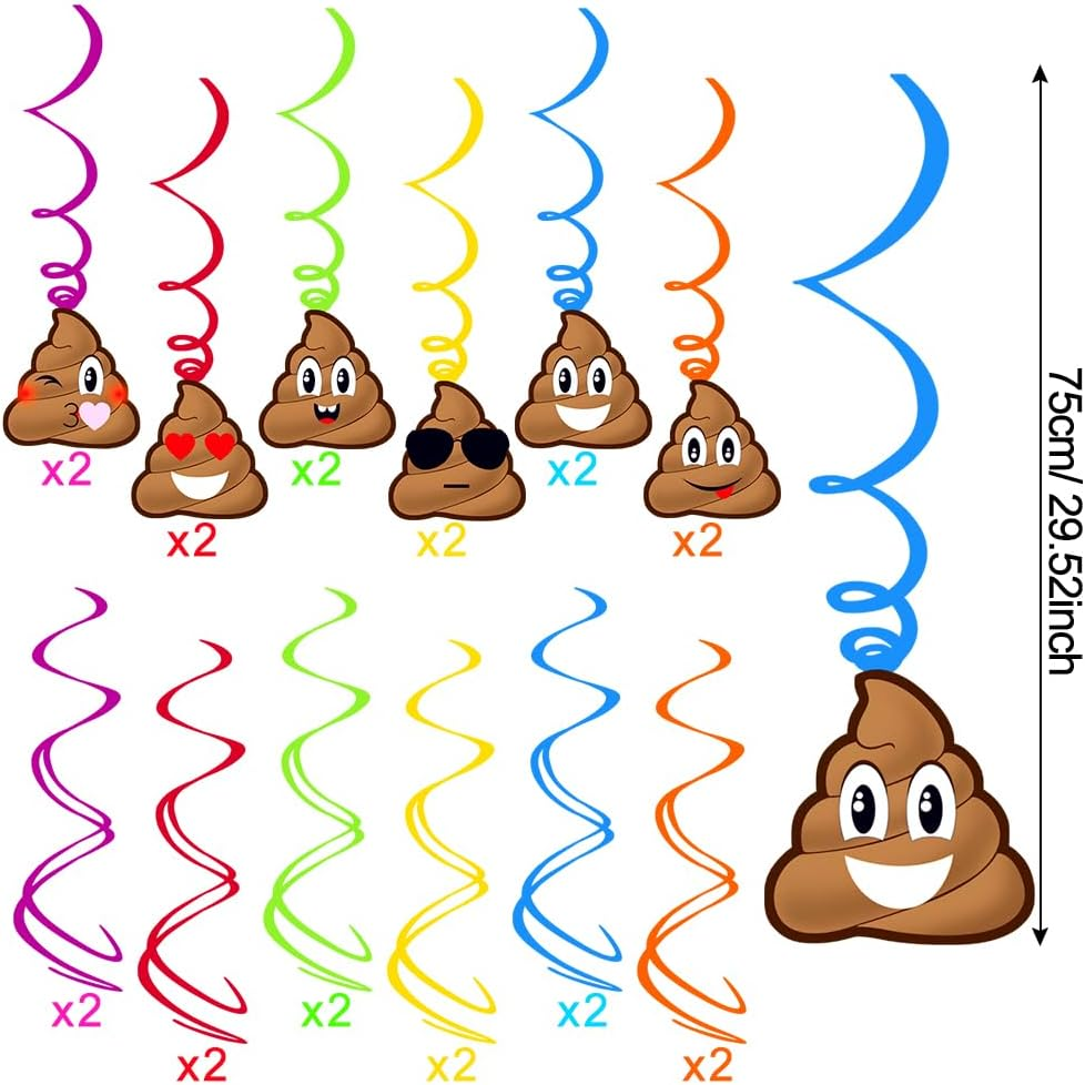 Emoji Birthday Party Decorations 30Pcs Emoji Hanging Swirl, Emoji Streamers, Emoji Party Decorations, Poop Emoji Party Supplies image number 6