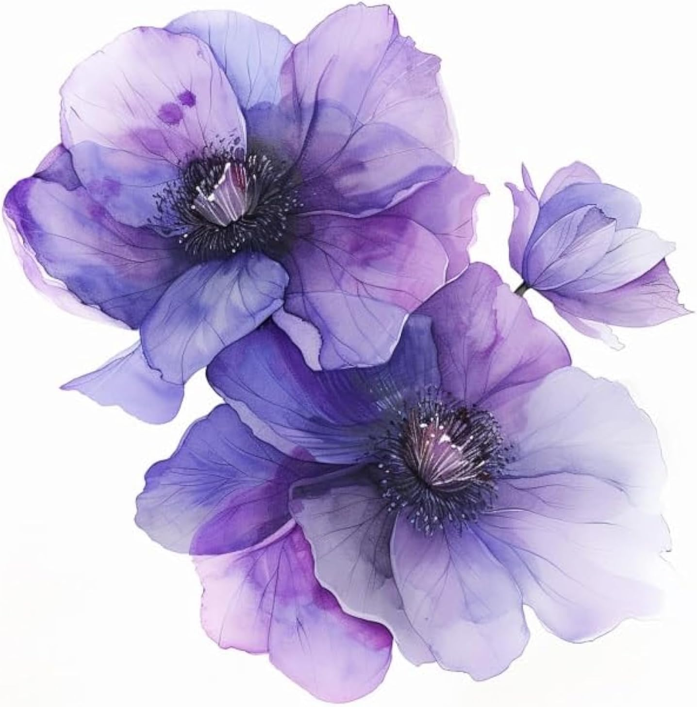 Watercolor Perennial Geranium Flower Car Vinyl Decal, Blue Floral Sticker for Bumper Side Mirror Window, Vehicle Decoration Decal, Lower (Blue) image number 4