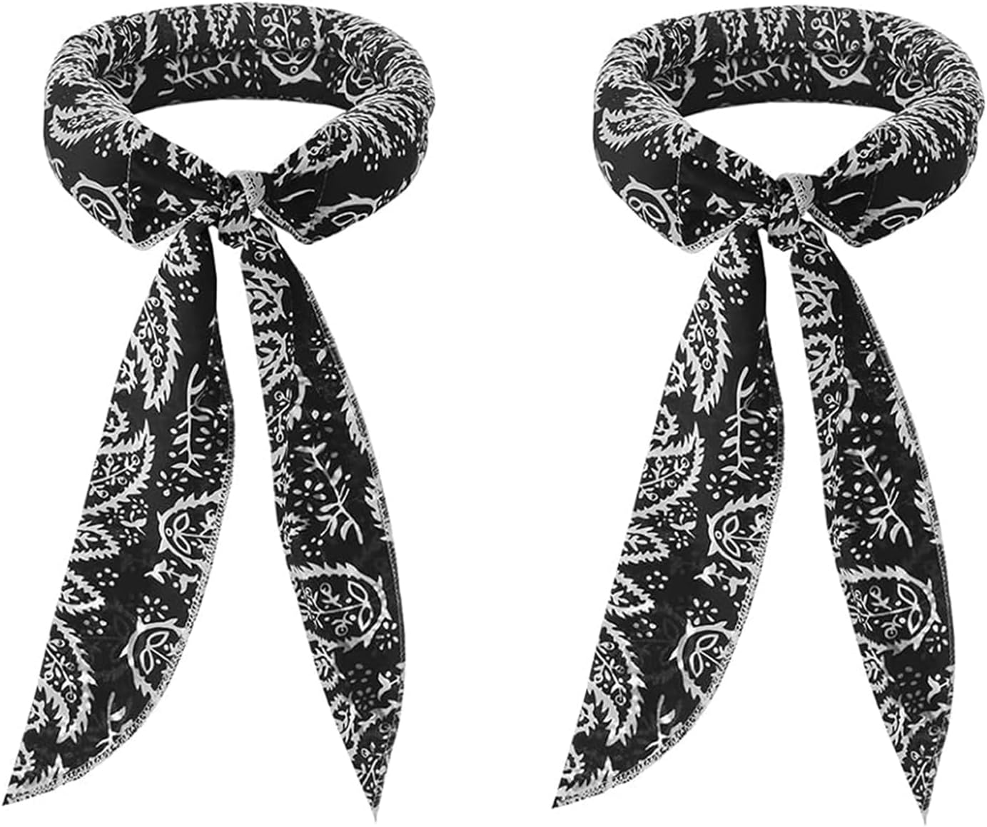 2 Pcs Neck Wrap Headband 100X5Cm Cooling Bandana Scarf Reusable Cold Towel for Men Women, Printed Sweat Absorbing Tie Around, Soak Chill Technology for Instant Cooling Relief