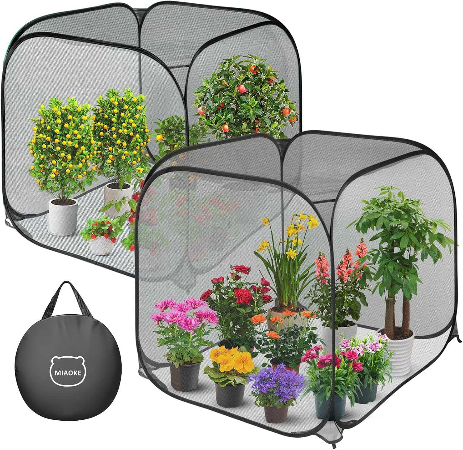 MIAOKE Pop up Mesh Plant Cover, 90&times;90X97 Cm No Build Garden Netting Protection against Insects, Raised Bed Cover for Barrier against Insects for Vegetable Plant Fruit Animals