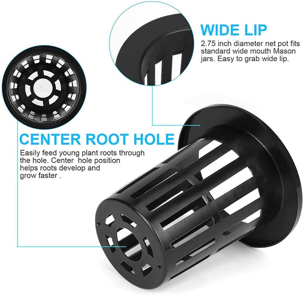 Net Pots 50 Packs Garden Mesh round Net Cups, Duty Wide Lip Bucket Basket Pot Cups Plant Cups for Hydroponic Systems Aquaponics image number 5