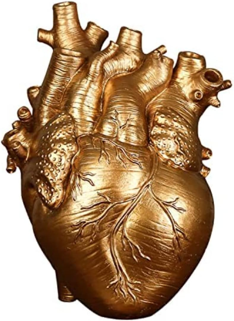 Resin Vase Planter, Decorative Heart Vase - Anatomical Heart Tabletop Decorative Craft, Farmhouse Living Room Bedroom Countertop (White,Small)