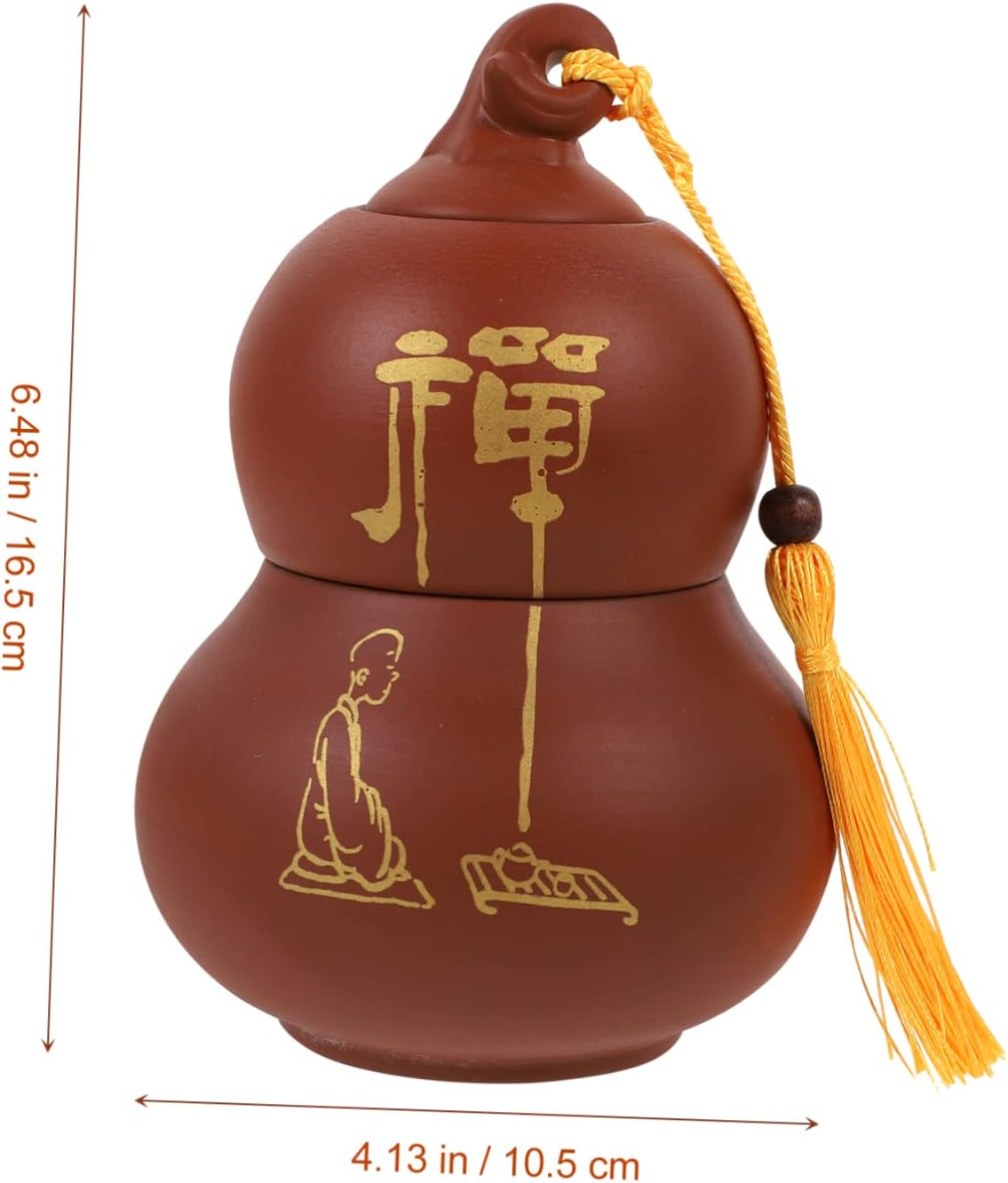 COLLBATH Ceramic Tea Storage Jar Vintage Double Gourd Design for Loose Leaf Tea Moisture Canister Functional Home Organizer image number 1