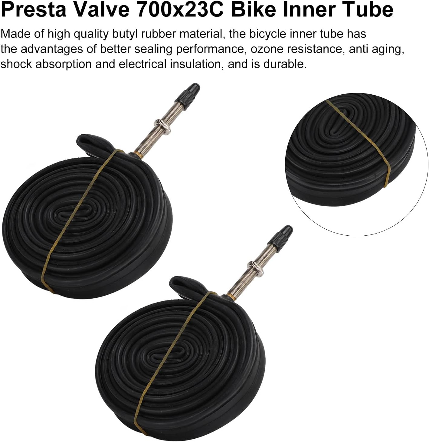 700X23C Inner Tube, 2 Pack anti Aging Shock Absorption Rubber Bike Inner Tube for Road Bike for Mountain Bike image number 4