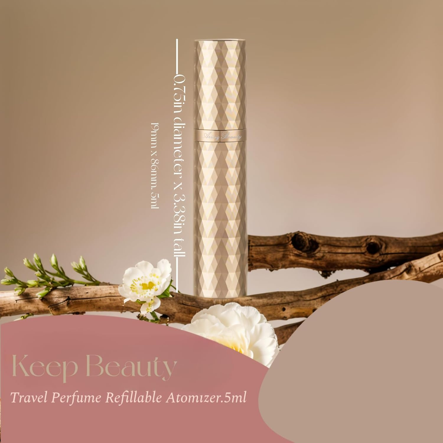 Aricizbeauty Travel Refillable Perfume Atomizer 0.17Fl.Oz/5Ml. Cologne Pocket Recyclable Portable Sprayer Bottle. Mini Scent Pump Case Dispenser Perfume Container (GREY+GLOD) image number 6