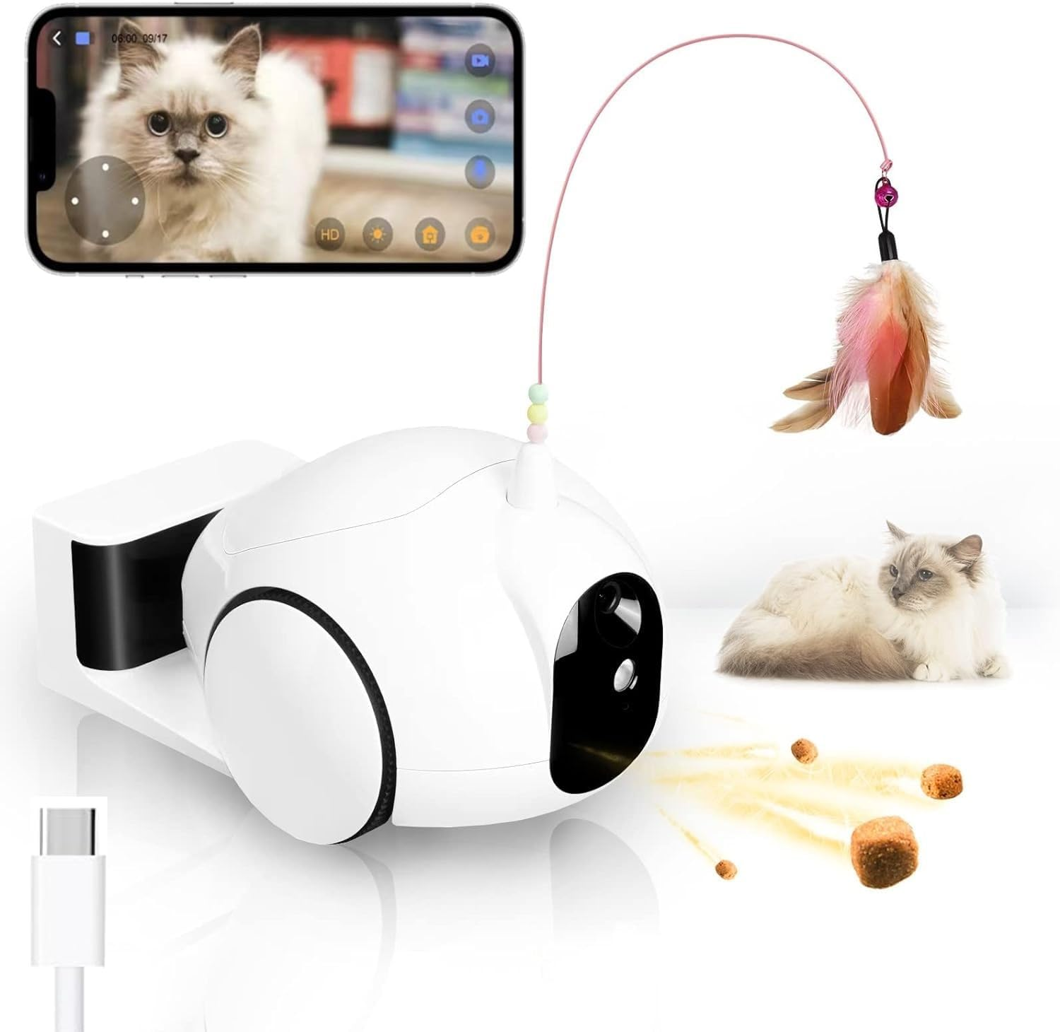Pumpkii Pet Camera for Dog and Cat, Self-Charging Smart Pet Treat Dispenser Robot, Automatic Cat Feeders, Moving Home Security Camera Night Vision image number 2