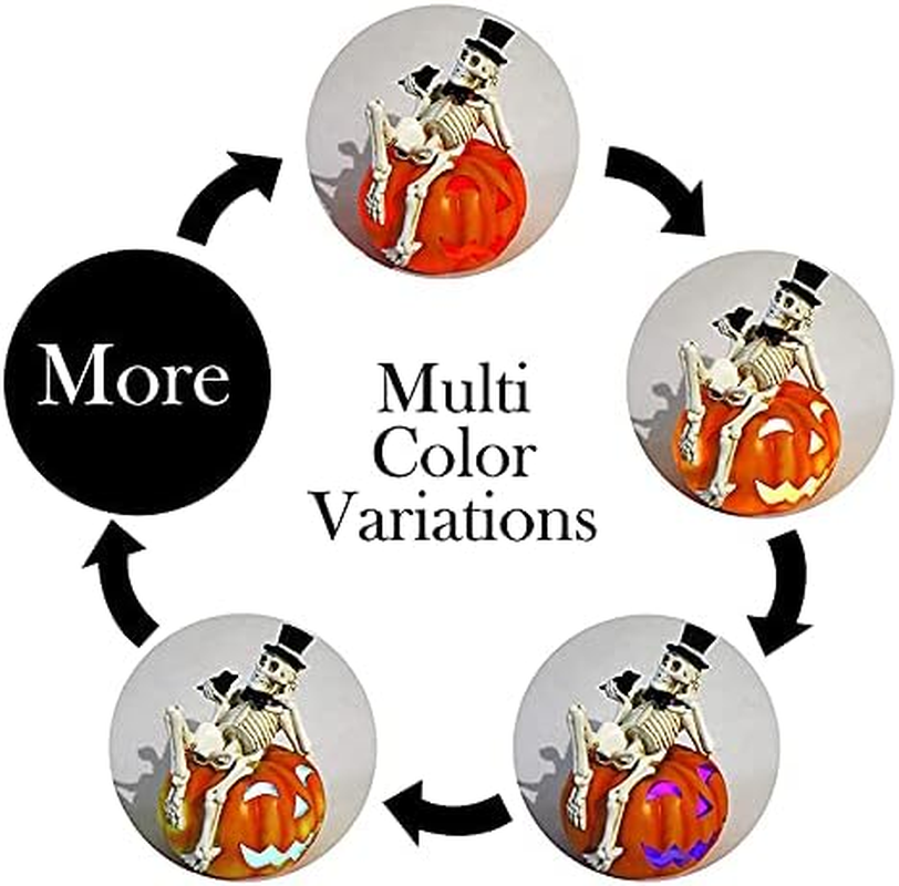 Halloween Skull Light, Glowing Resin Skeleton Ornament Durable Halloween Lantern Creative Halloween Decoration for Home Garden/1163 image number 5