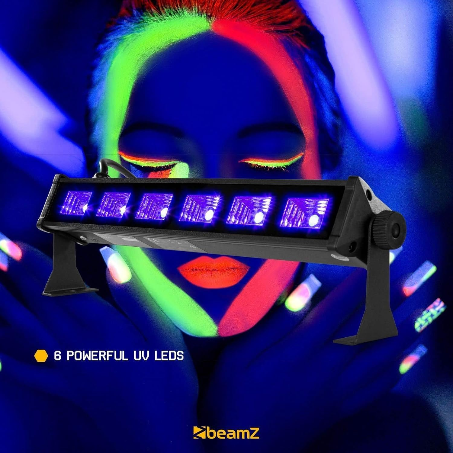 Beamz BUV63 LED UV Light Bar Strip DJ Party Ultra Violet Black Light Glow Effects 6X3W image number 6