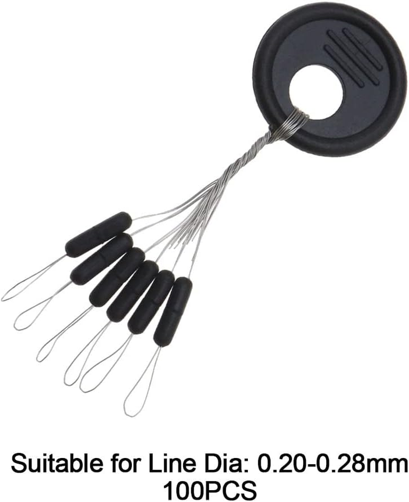 SING F LTD 100PCS Rubber Fishing Bobber Beads Stopper 6 in 1 Float Sinker Stops Black Cylinder Shape Line Stops Space Bean Fishing Gear S/M/L 3 image number 2