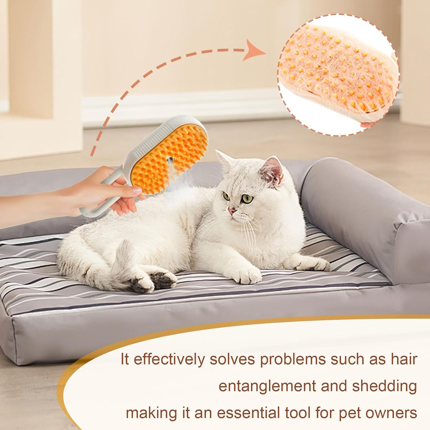 Pack of 2 Cat Brushes with Steam, 3-In-1 Steam Brush Cat, Steam Cat Cleaning Brush, Multifunctional Dog Steam Brush, Self Cleaning Steamy Cat Brush, for Cats and Dogs for Hair Removal image number 2