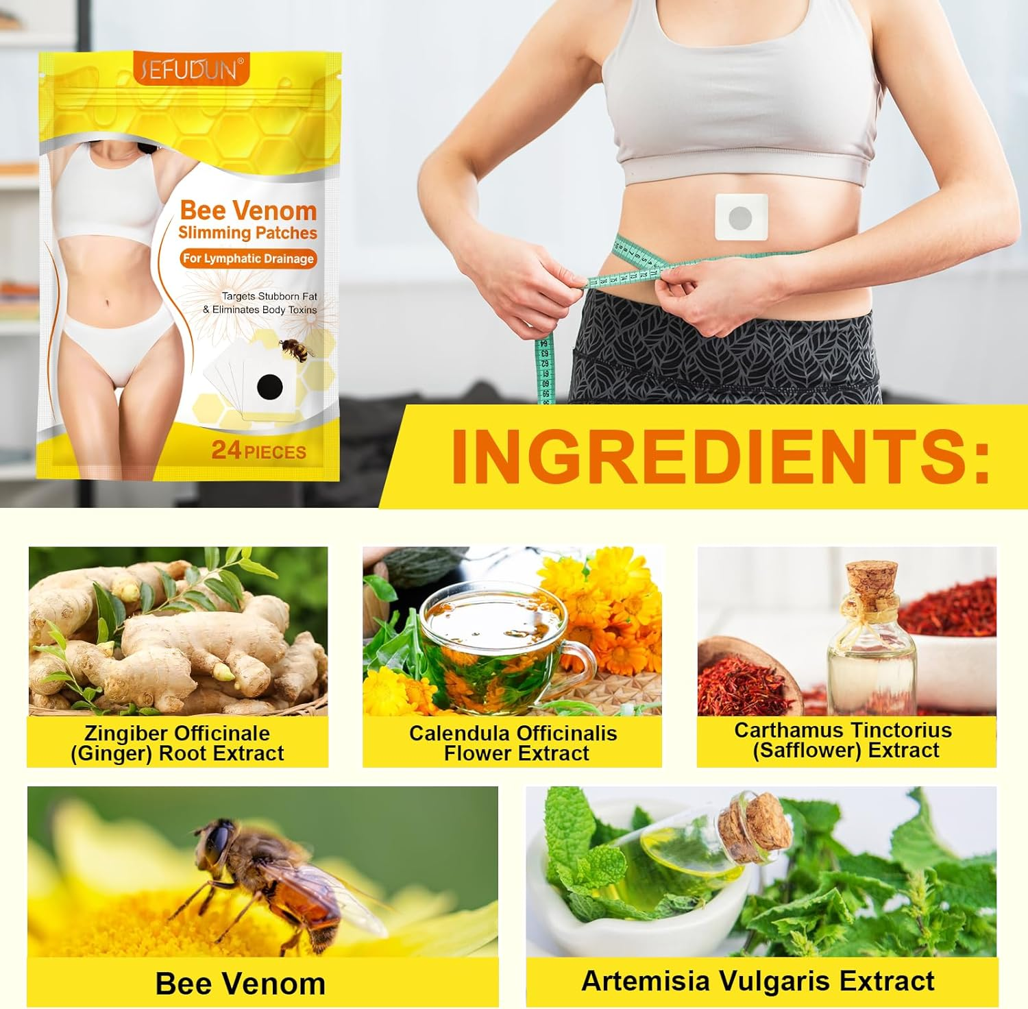 New Bee Venom Patches, Slim Patch for Women, Weight Loss Patches, Comfortable and Easy to Use (24Pcs) image number 3