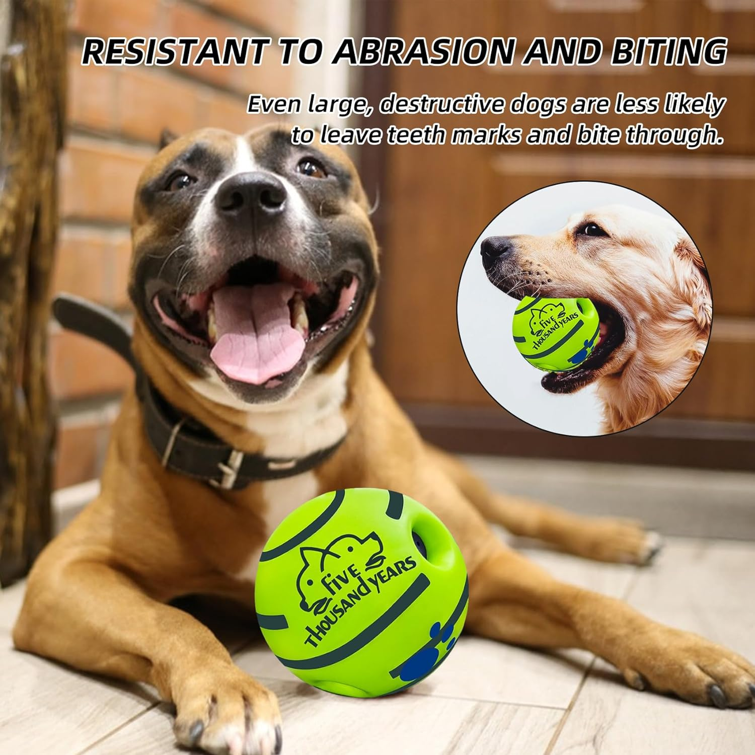 2 PCS Dog Toys for Aggressive Chewers, Elastic Rubber Dog Toy Ball for Medium Large Dog, Interactive Fetch Dog Toys, Indestructible Squeaky Dog Balls image number 3