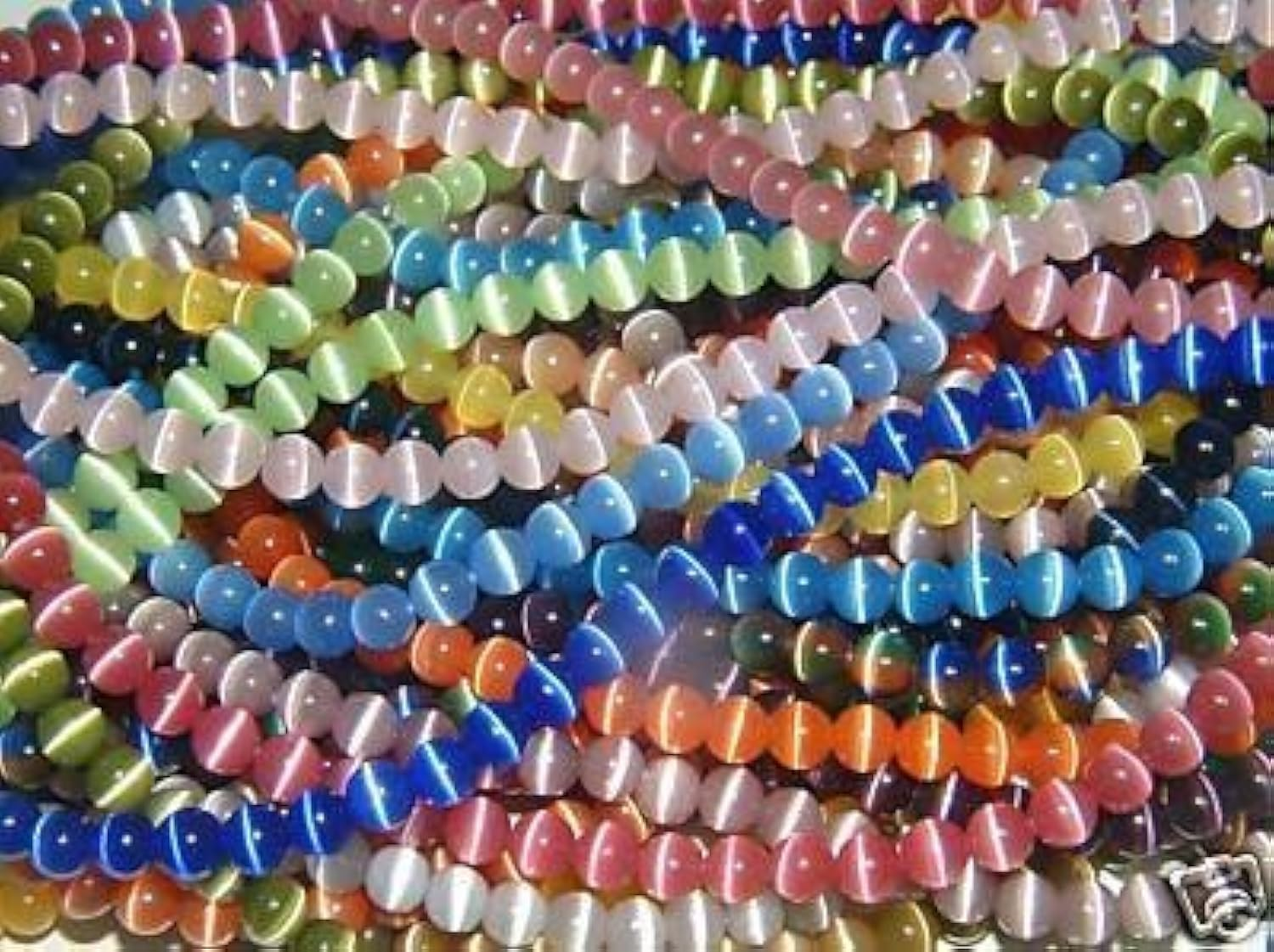 10Mm, 8Mm & 6Mm Cat'S Eye Bead Strands Grade a Fiber Optic, 32 Colors to Choose from (8Mm, Peach)