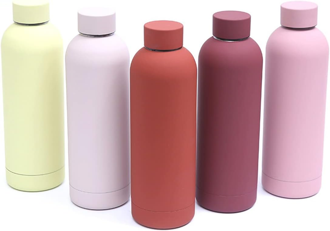 FAMKX 17Oz Stainless Steel Insulated Narrow Mouth Sports Water Bottle, Double Wall Cola Shape Thermos Vacuum Flask (500Ml, Navy) image number 1