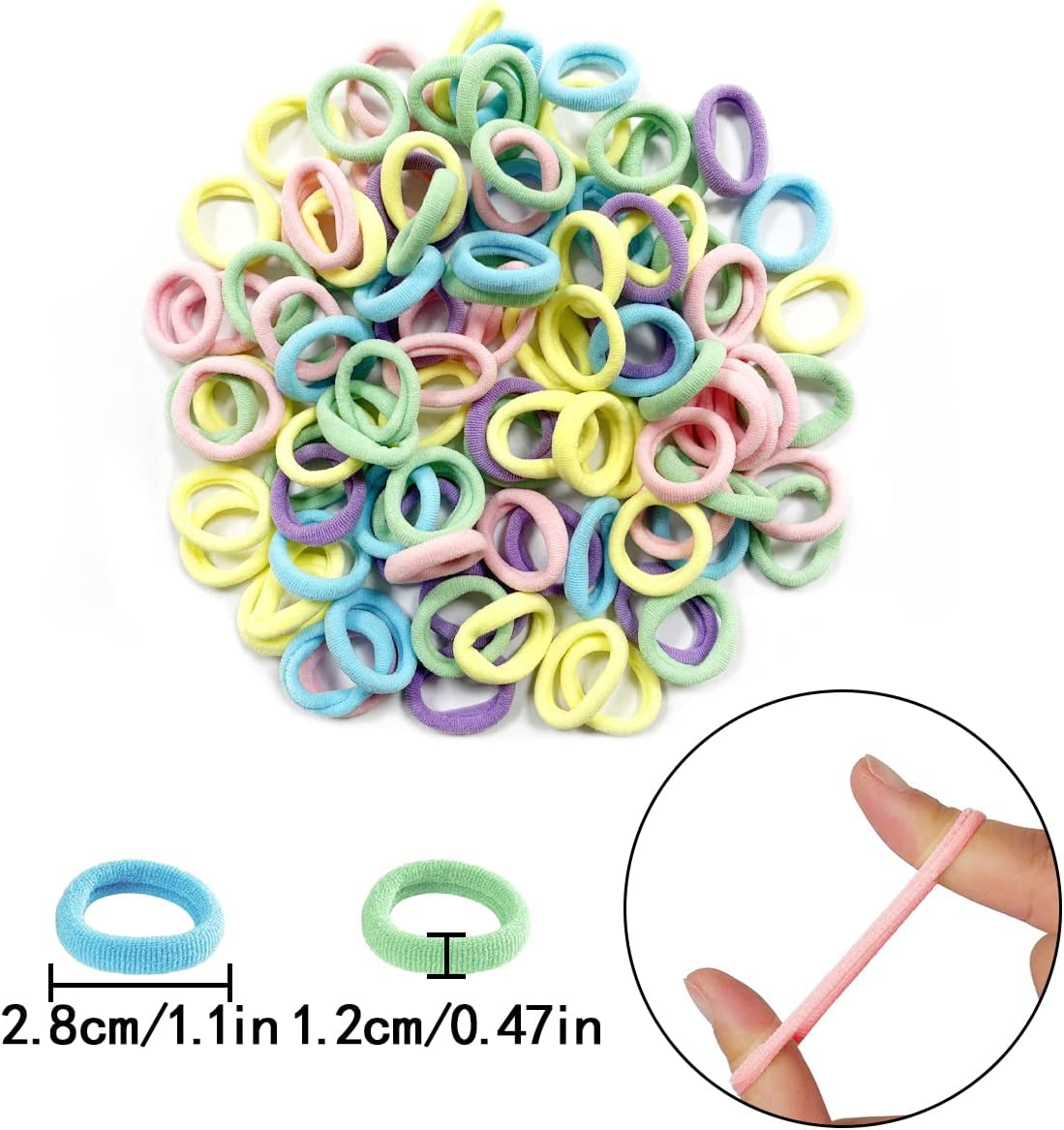 Color Hair Ties, 100 PCS Toddlers Girls Elastics Hair Bands for Girls Hair, Hair Accessories image number 1
