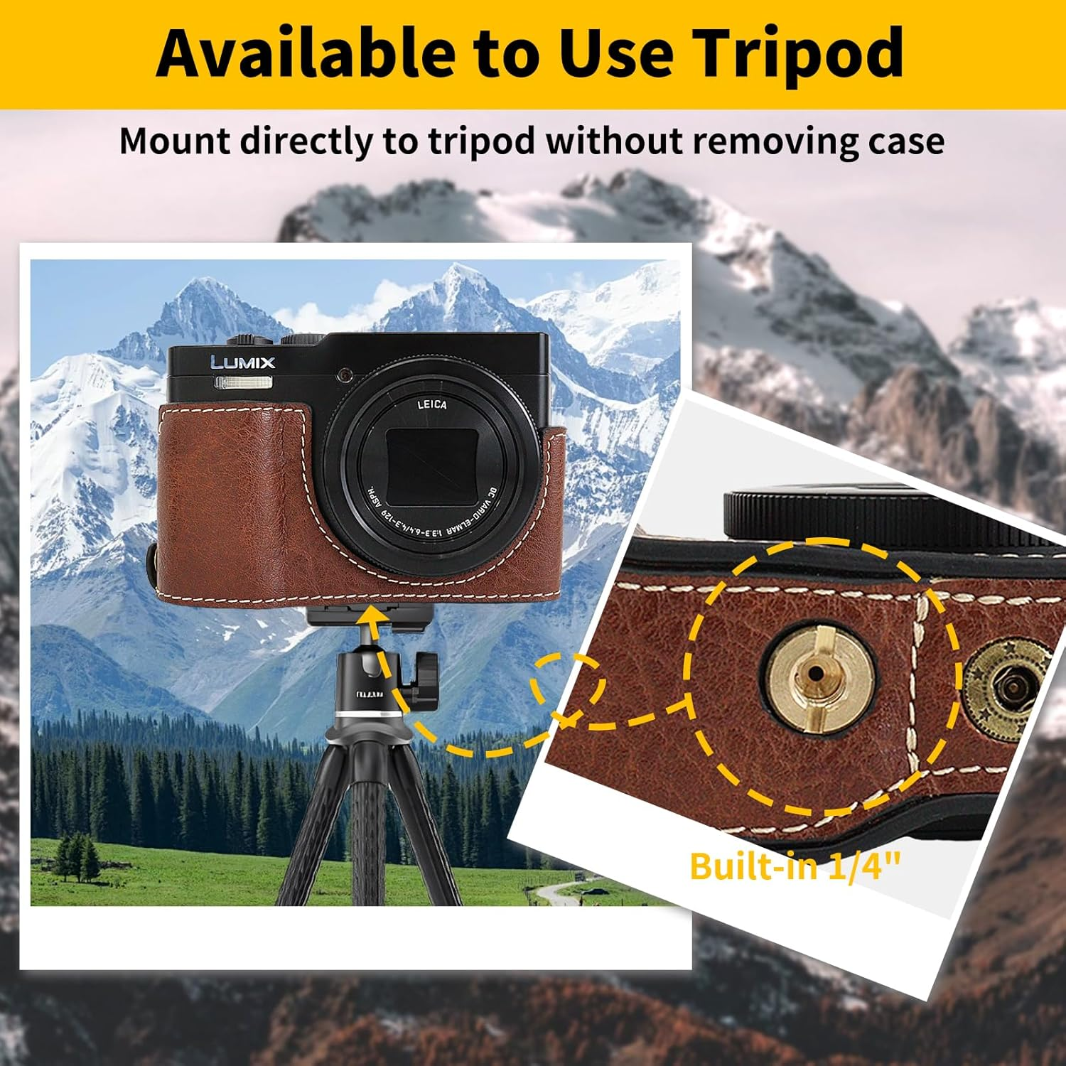 Rieibi TZ99 Camera Case, PU Leather Camera Case for Panasonic Lumix DC-TZ99/ZS99 Digital Camera, Detachable Protective Case with Adjustable Shoulder Strap, Beauty Cover - Green image number 5