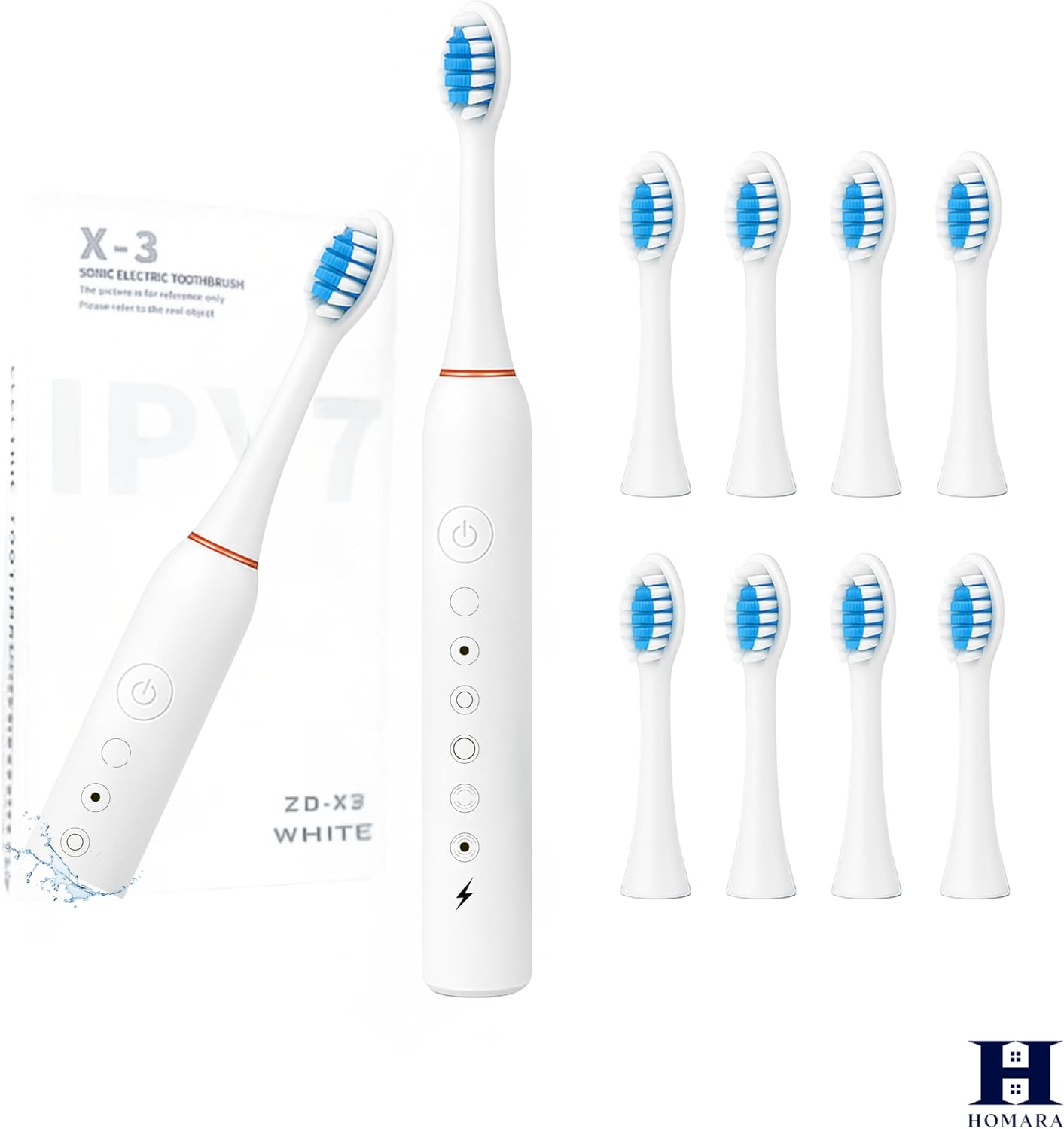 HOMARA - Electric Toothbrush for Adults & Kids &ndash; Rechargeable Sonic Toothbrush with 8 Brush Heads, 5 Cleaning Modes, 40,000 VPM, 30-Day Battery, Timer, Waterproof, Travel Case Included. image number 5