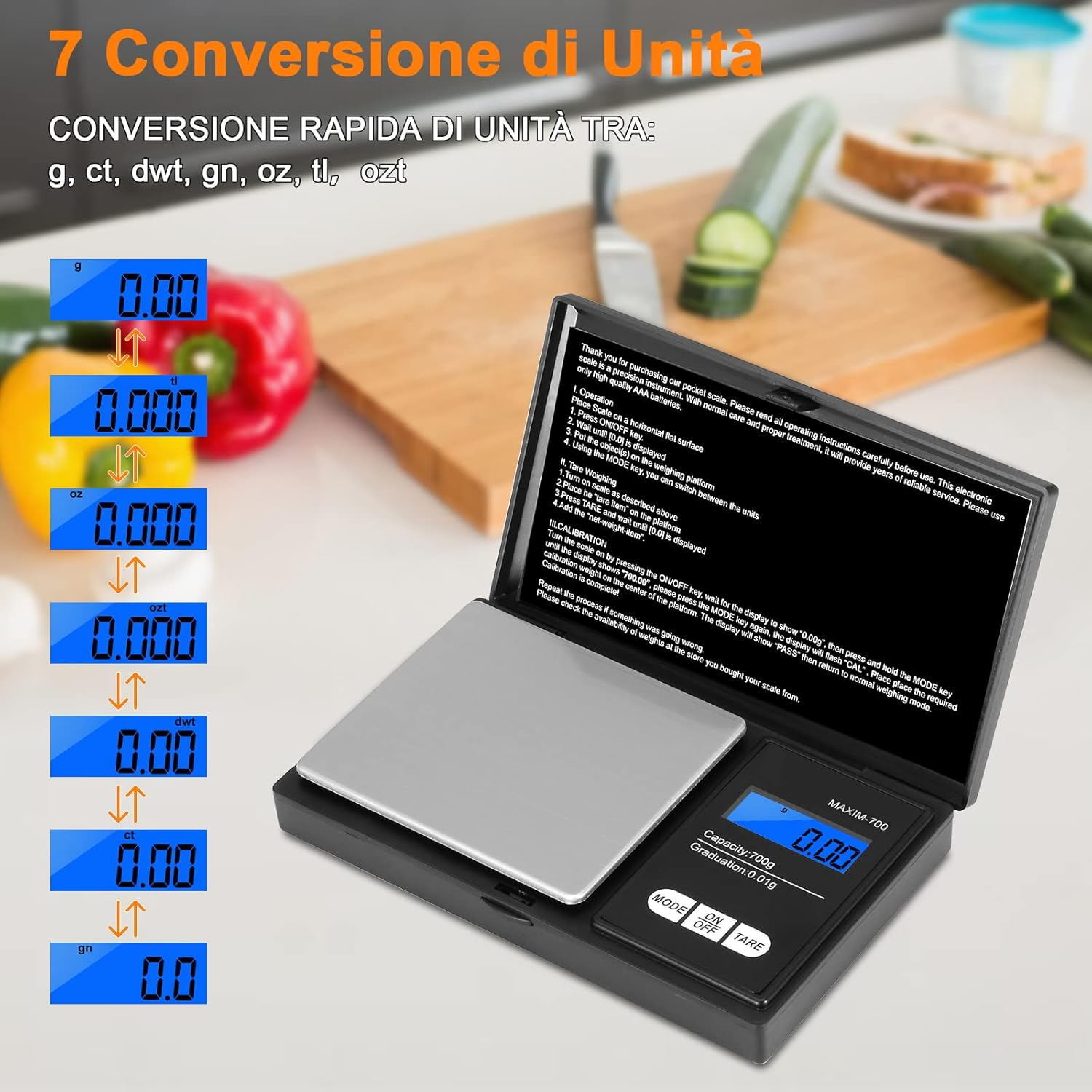 Vinabo Digital Precision Mini Kitchen Scale 700G/0.01G LCD Display Multifunctional for Kitchen Jewelry Coffee Small Powder Bowl image number 2