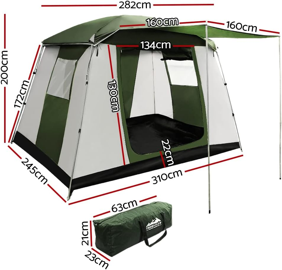 Weisshorn Camping Tent, 6 Person Easy Setup Family Dome Tents Outdoor Travel Hiking Beach Trip, Portable Shelter Sun Protection Water Resistance Green White image number 4