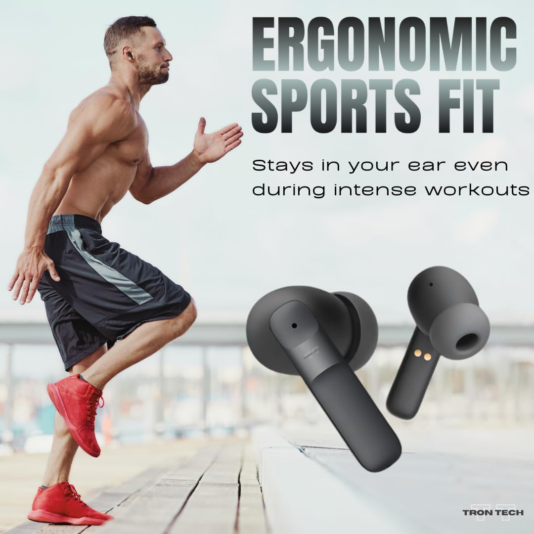 TRON TECH T11 Noise Cancelling Bluetooth 5.3 Wireless Earbuds, Smart Touch Control, Stylish Design, Built-In Microphone, Wireless Charging Case image number 1