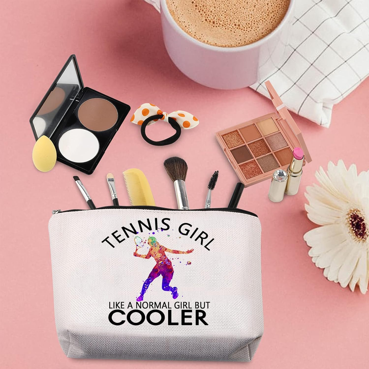 Tennis Gift Sports Zipper Pouch Tennis Girls Gift Tennis Girl like a Normal Girl but Cooler Cosmetic Bag Gift for Tennis Player, U.Tennis Girl image number 1