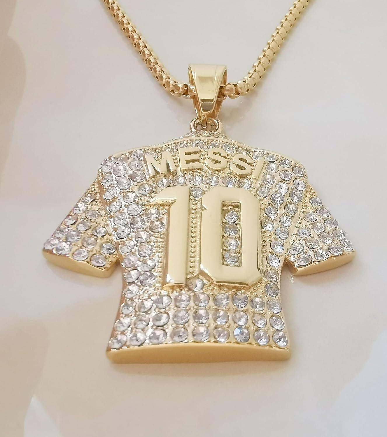 Toogod 18K Gold-Plated | Silvery-Plated Argentina 10 Soccer Jersey Number 10 Necklace | No.10 Football Star Necklace | Soccer Player Miami 10 Pendant Hip Hop Necklace for Men Women 24&lsquo;&rsquo; - Ms_Silvery image number 4