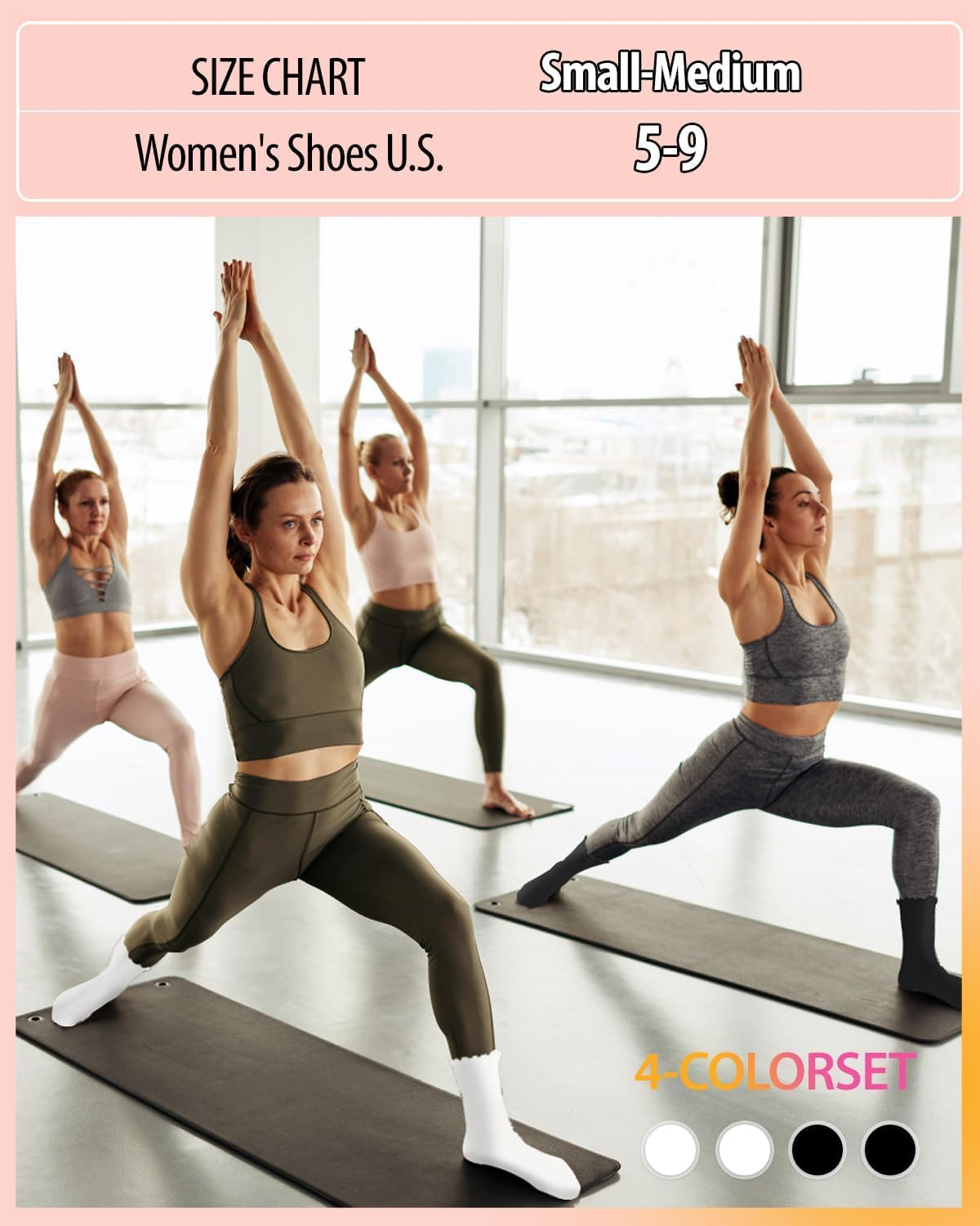 ZANZER Pilates Women'S Yoga Socks with Non-Slip Grip, Ruffle Swivel Cuff & Crew Design - Anti-Skid Workout Socks - White*4 image number 6