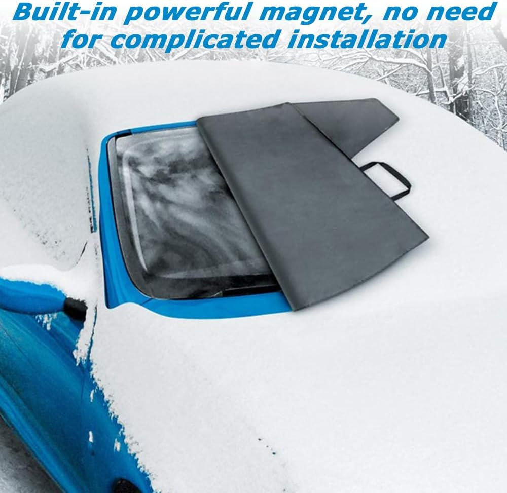 MOTRAIN Car Windshield Snow Cover 4 Layers Waterproof Car Windshield Protector for Winter & Summer Auto Sunshade Universal Fit for Truck SUV Van Accessories (86.6X55.1Inch, Magnets) image number 2