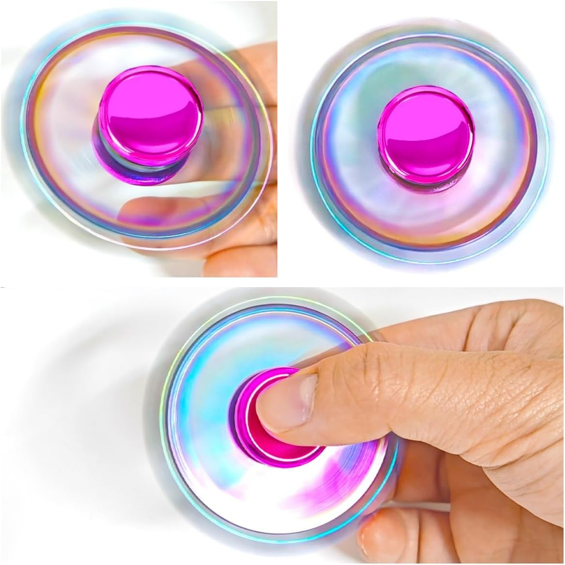 Taefuhnn 6 Pack Metal Fidget Spinner Bulk for Kids Adults, Cool Small Hand Fidget Spinners with Storage Bag, Rainbow Color Anxiety and Stress Relief Toys for Kids Party Favors Supplies Birthday Gifts image number 1