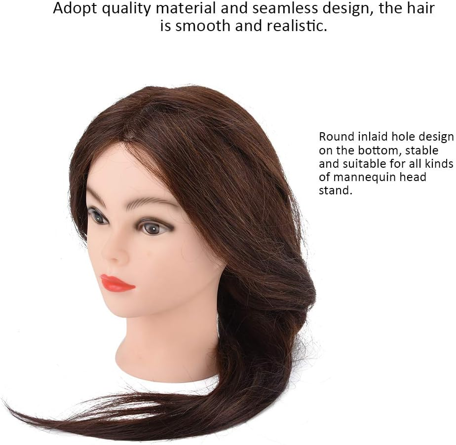 Mannequin Head with Human Hair, 20 Inch Hairdressing Model with Clamp, Styling Training Manikin Cosmetology Doll Training Head for Hairdresser Practice image number 2