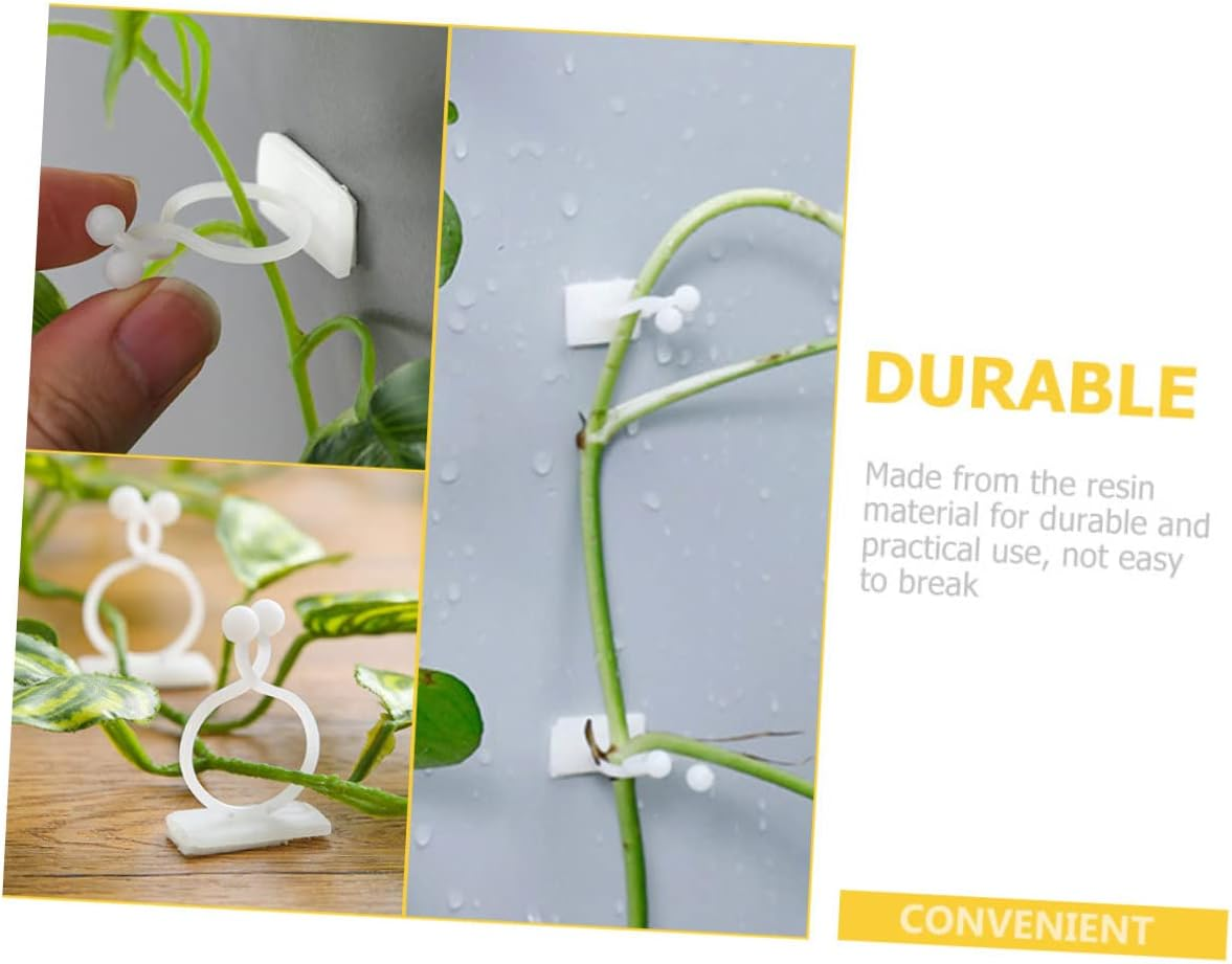 Yardenfun 100Pcs Plant Climbing Wall Fixture Clips for Money Plants Self-Adhesive Indoor/Outdoor Support Hooks Small White image number 6