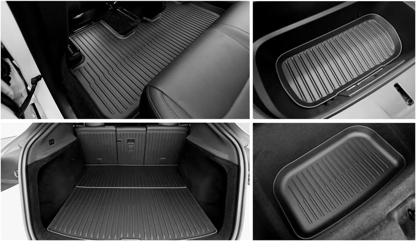 6PCS All Weather Floor Mats Compatible with 2025 2026 New Tesla Model Y Juniper Cargo Mat with Backrest Mat & Front Trunk Liner & Rear Cargo Mat, Full Set TPE Liners Accessories image number 4