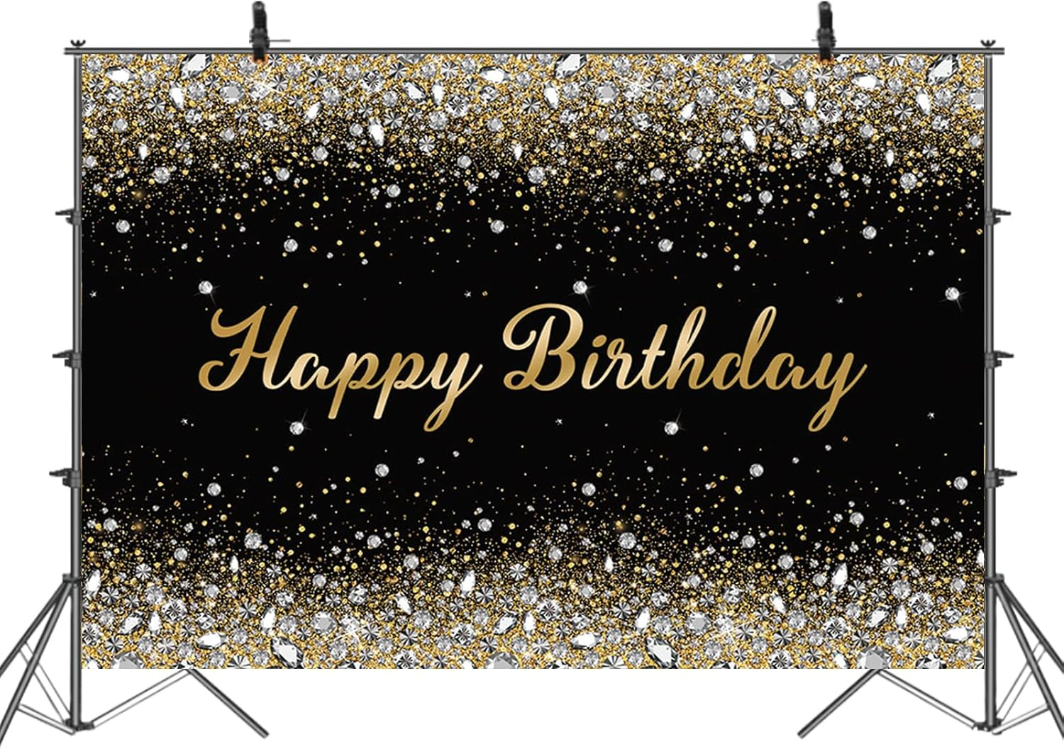 APROPHIC Birthday Banner Background 210 X 150 Cm Golden Birthday Photo Background Happy Birthday Banner Party Decoration Girls Boys Happy Birthday Decoration image number 3