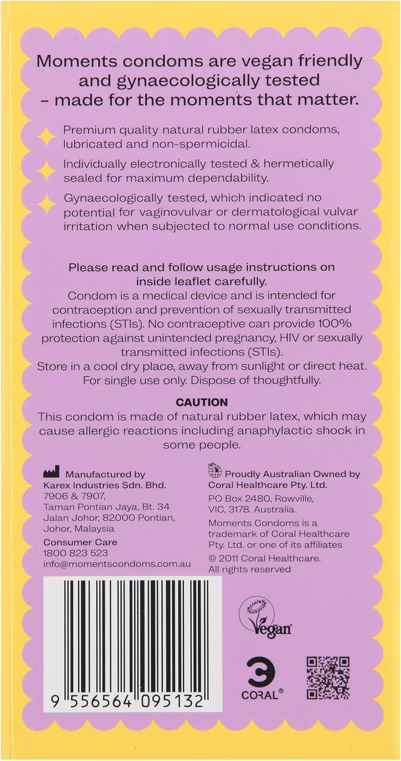 Moments inside & Out Lubricated Condoms | Regular Extra Lubricated | Vegan Certified, Dual Sensation Warming & Cooling Lube, Premium Latex, 53Mm Width, Pack of 1 (12 Counts) image number 1