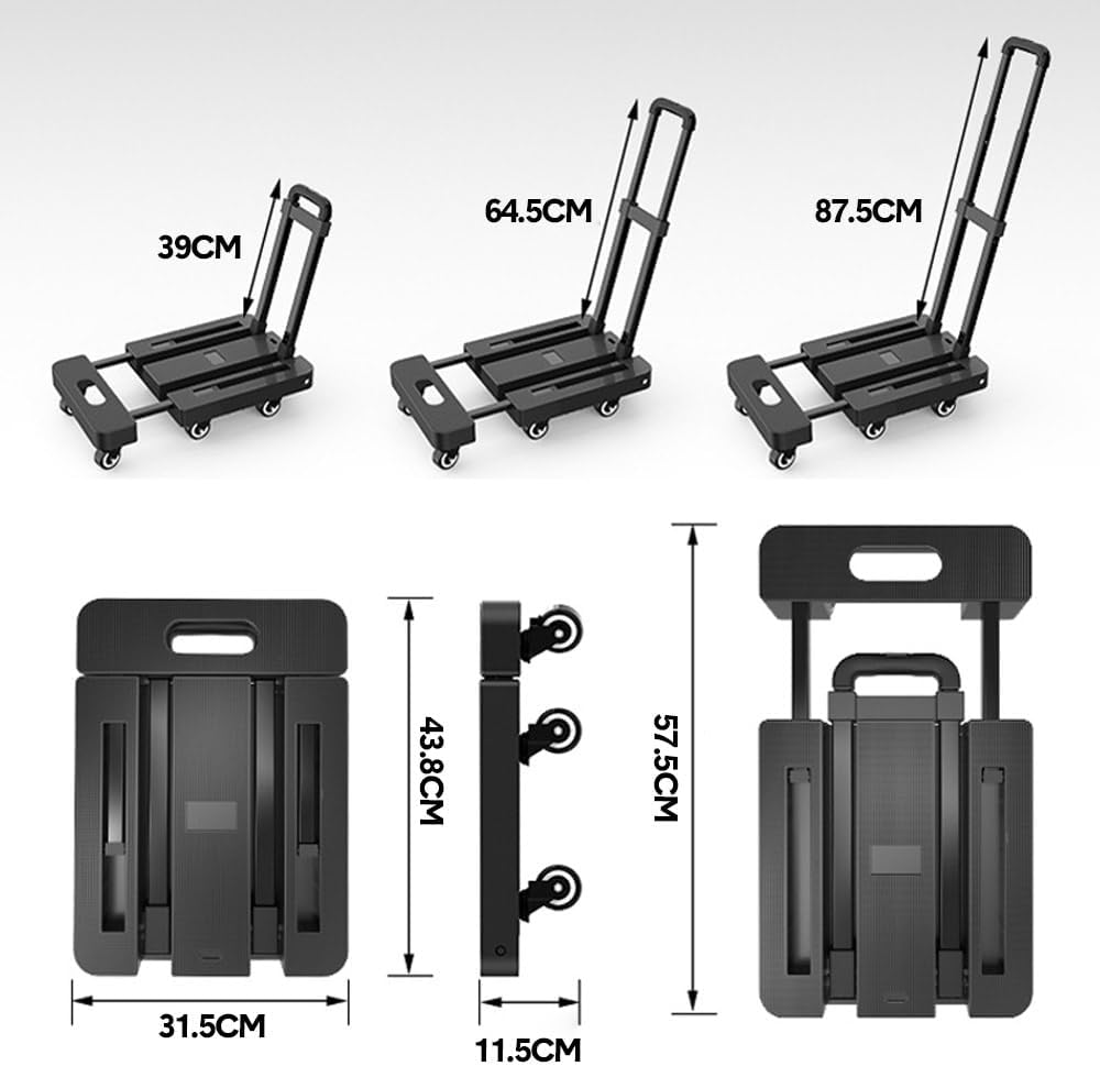 ALSTON 6-Wheel Folding Hand Truck Heavy Duty Collapsible Trolley with Elastic Strap Triple-Axle All-Terrain Design Moving RV Camping Warehouse, 227Kg Capacity image number 6