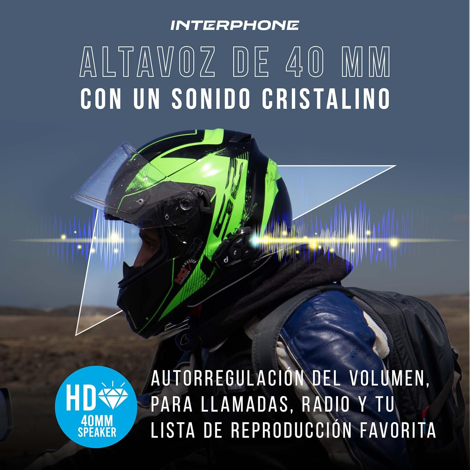 INTERPHONE Sport HD Single Intercom for Motorcycle Helmet with Headphones HD Hifi 40Mm 4 Motorcyclists Distance 1Km Autonomy 20 Hours Standby 1000 Hours TFT GPS Waterproof Universal image number 2