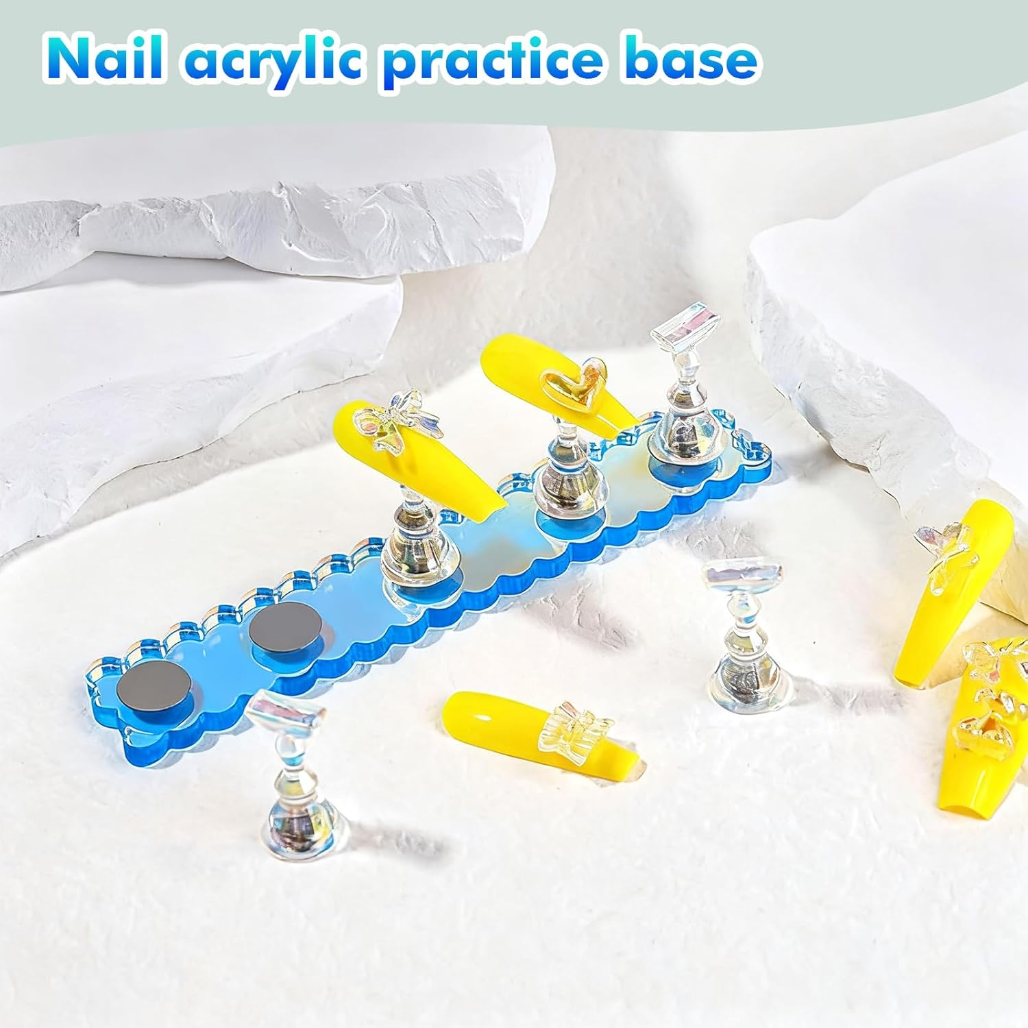 Magnetic Nail Tips Holder Nail, Acrylic Nail Sticks, Nail Practice Stands, Imprint Nail Sticks, Nail Tip, Fingernail DIY Nail Art Stand for Manicure Tool Salon (Colour) - Pink image number 6