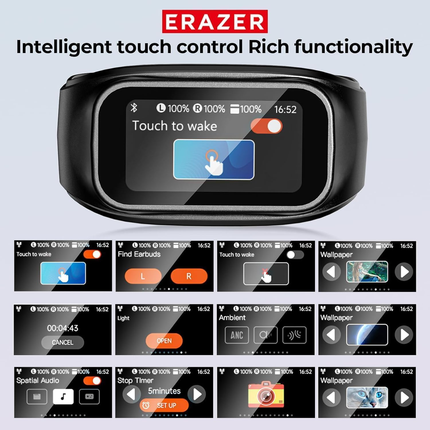 AI Translation Earbuds Real Time, LCD Touch Screen OWS Real-Time Translator Earbuds for 134 Languages, Open Ear Translation Headphones for Travel, Business, Learning, Compatible with Ios & Android image number 3