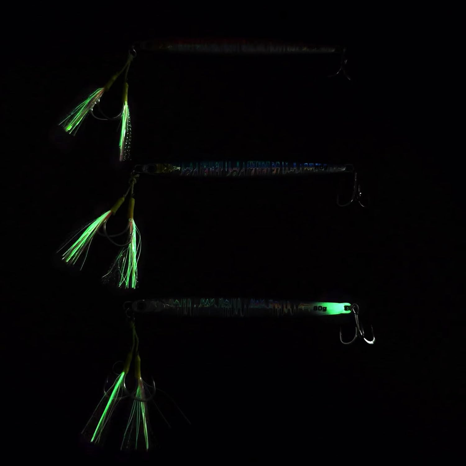 Saltwater Fishing Jigs 2.28Oz/80G, Speed Jig, Luminous Slow Pitch Jigs, Metal Vertical Jigging for Tuna, Salmon, Sailfish, Striped Bass, Grouper Snapper, Kingfish, 3PCS image number 1