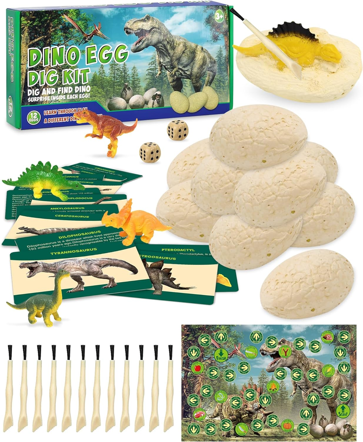 Dinosaur Toys, Dinosaur Egg Dig Kit Kids- Surprise Eggs Pack with 12 Unique Dinosaurs- Easter Eggs Science STEM Gifts for Boys Girls Dino Eggs Excavation Toy for Age 4 5 6-8 8-12 Year Old image number 5