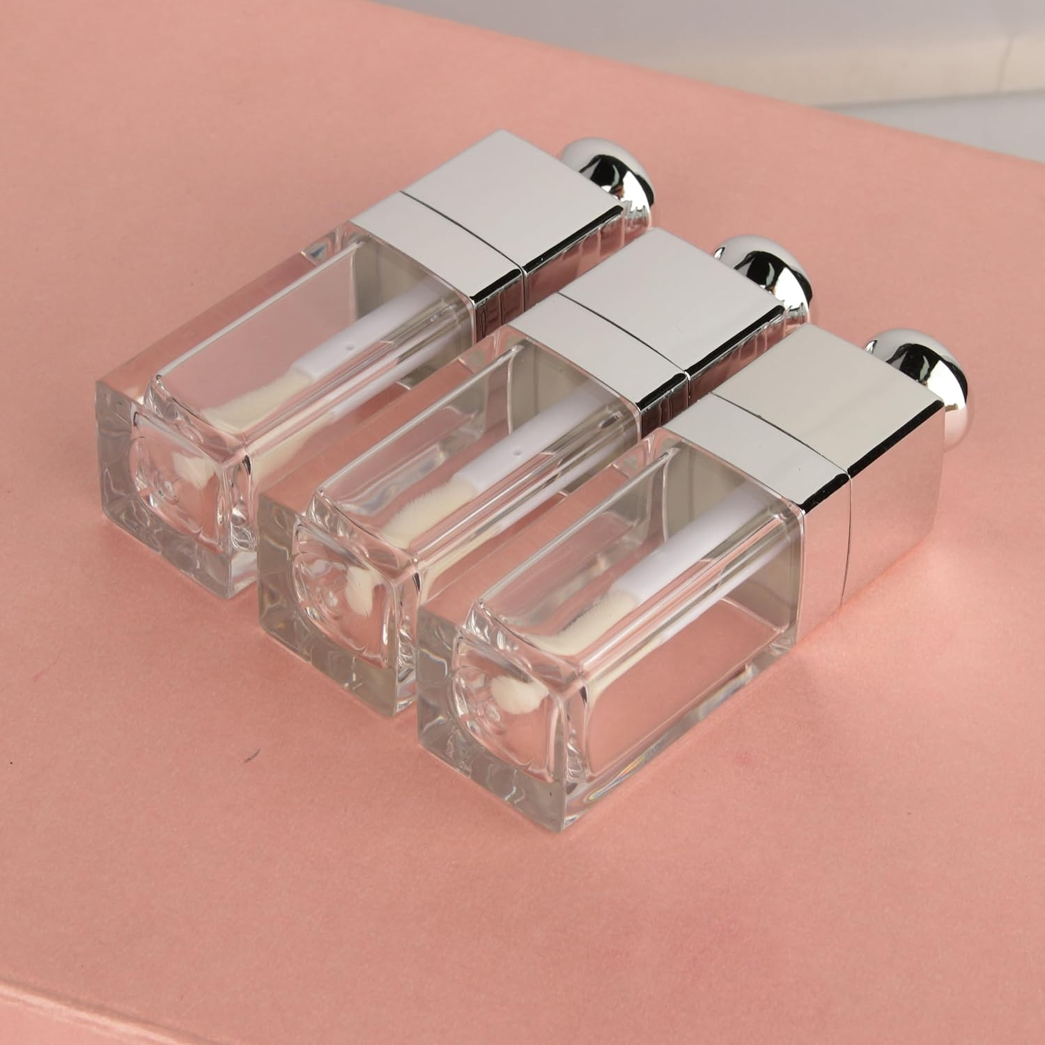 COSIDEA 18PCS Empty 8ML Square Clear Lip Gloss Tube Silver Big Doe Foot Wand Lipgloss Tubes for Lip Oil Tint Bottles Container image number 6