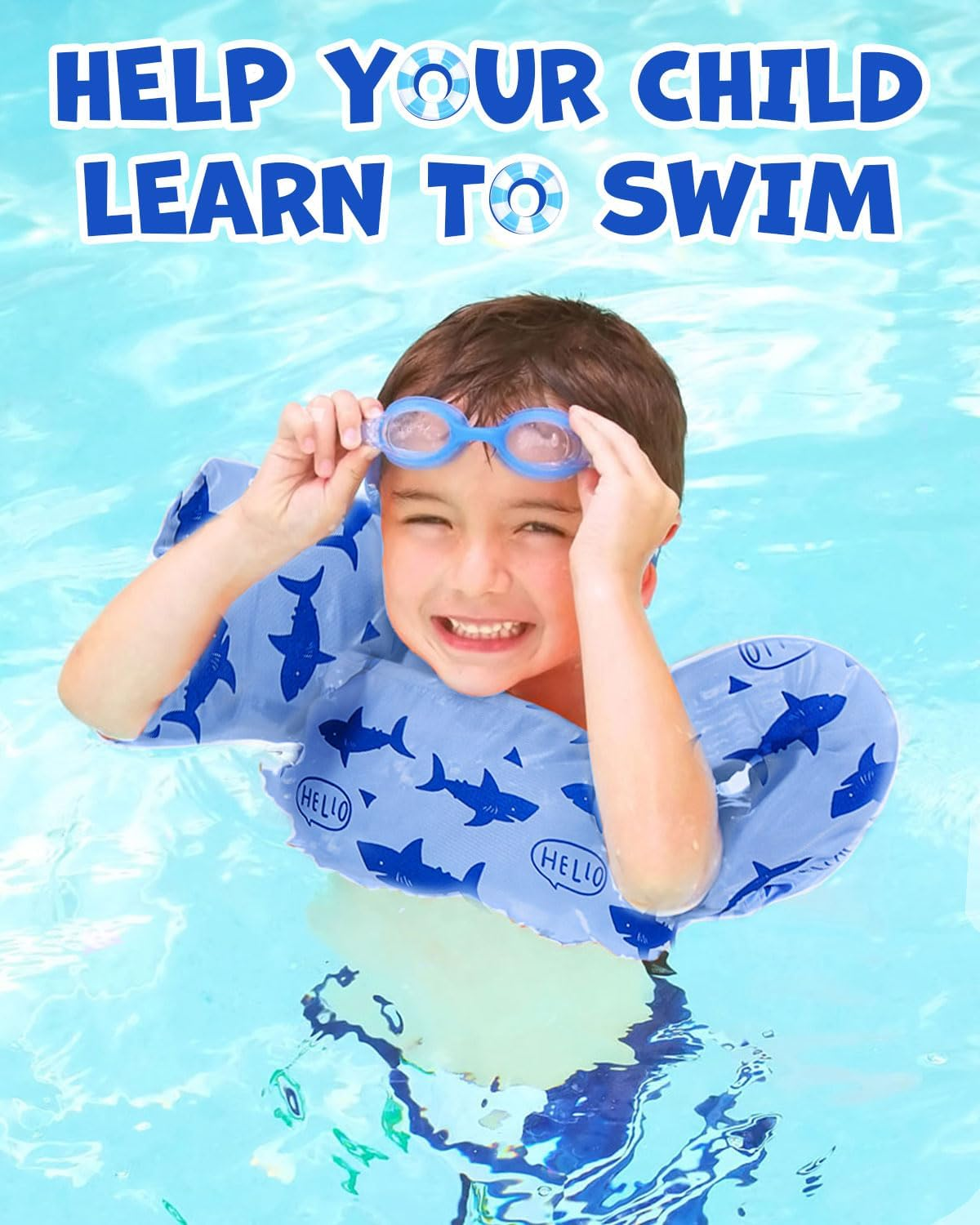 Toddler Swim Vest, Kids Swim Vest for 28-66 Pounds, Double Security Toddler Life Vest with Floats Arm Wing for Swimming, Kid Life Jacket for Boys Girls Infant Baby Children in 2,3,4,5,6,7,8 Yrs