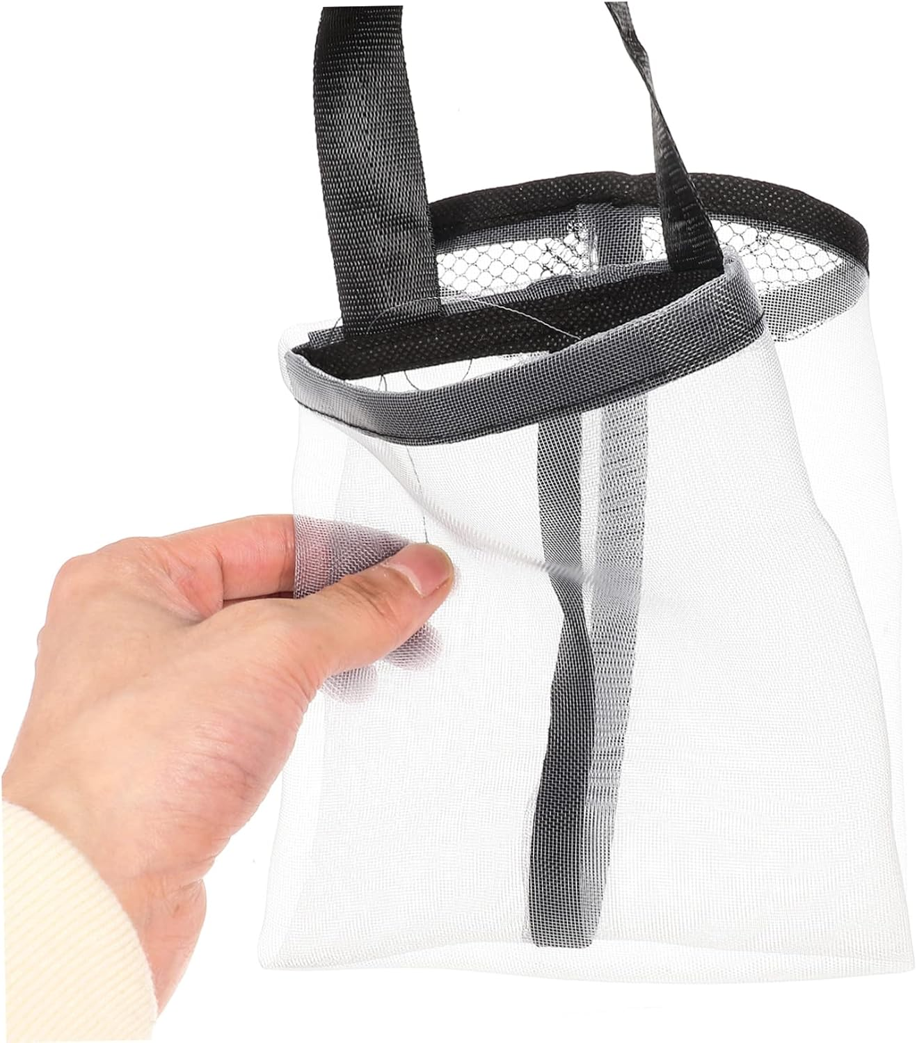 Ciieeo Hanging Kitchen Grocery Bag Holder Nylon Mesh Storage Organizer Multi-Function Trash Bag Dispenser 4Pcs Gray for Home and Kitchen Use image number 1