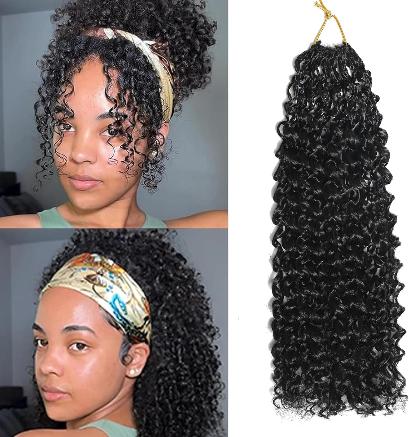 FLWAI Pre Looped Micro Kinky Curly Crochet Hair 8 Packs 8 Inch Yanky Twist Crochet Hair Kinky Twist Synthetic Wavy Curly Crochet Hair Extensions for Black Women (1B, 8Packs 8Inch)