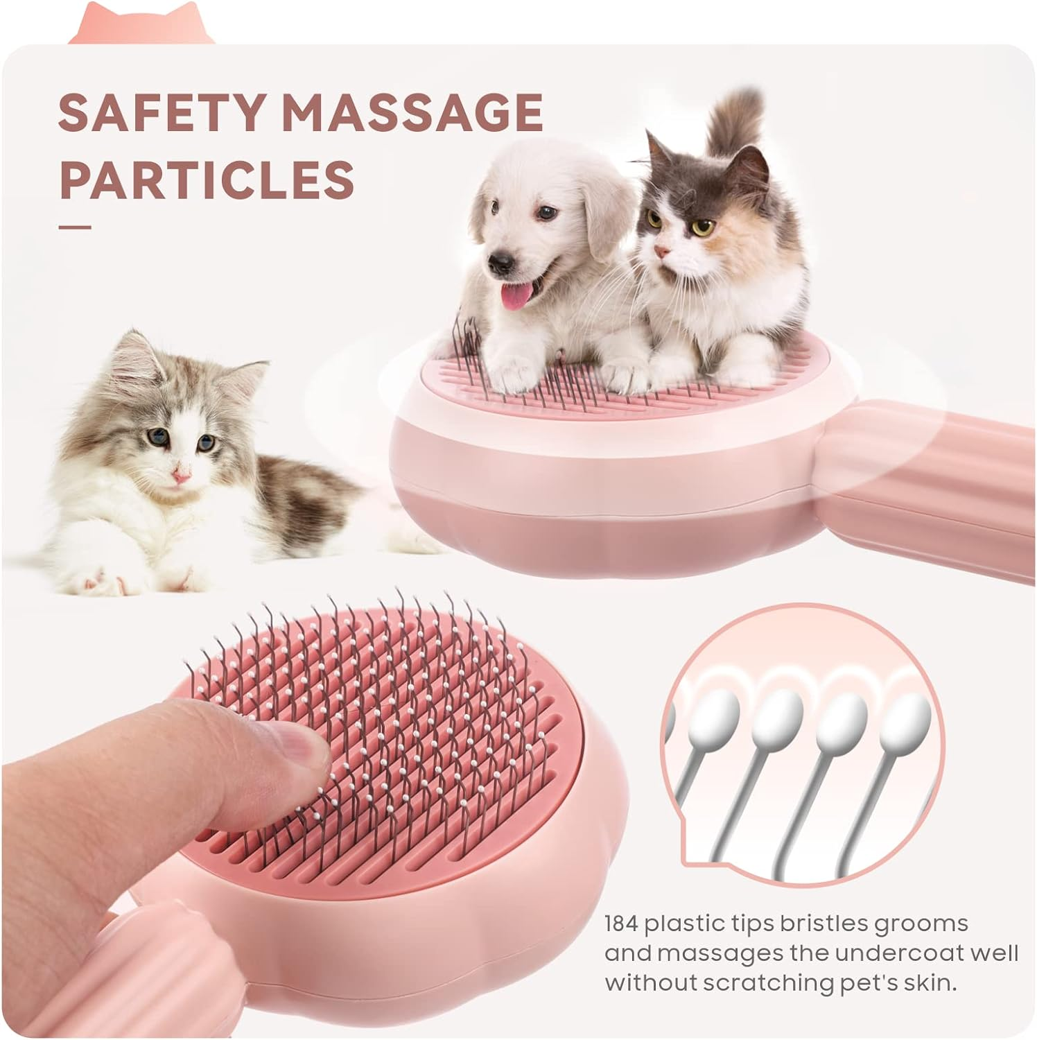 Cat Brush Cat Comb, Baytion Dog Brush Cat Grooming Brush for Short Long Hair Haired Cats Puppy Kitten, Self-Cleaning Massage Combs to Remove Loose Undercoat, Mats, Tangled Hair and Shed Fur